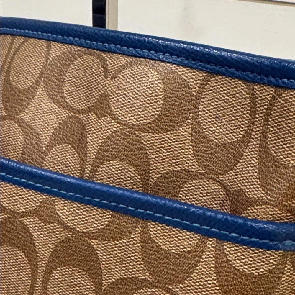 Coach File Bag Signature Blue Brown Crossbody - Picture 16 of 17